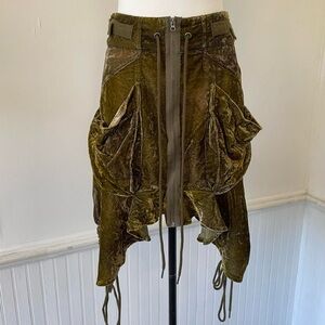 Free People - Green Paxton Parachute Velvet Utility Tie Cargo Skirt